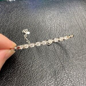 Moissanite and Sterling Silver Bangle Bracelet